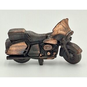 Vintage Diecast Motorcycle Pencil Sharpener Copper Tone Made in Hong Kong Works